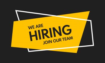 we are hiring, join our team, flat vector poster or banner illustration on black background